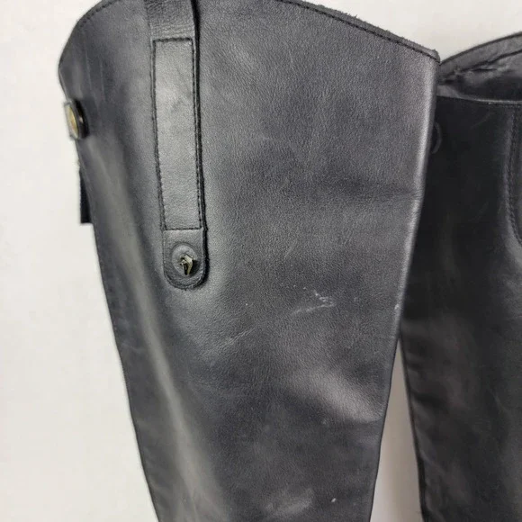 Sam Edelman Penny Black Leather Knee High Riding Boot Women 9 Minimalist Classic - Picture 2 of 13